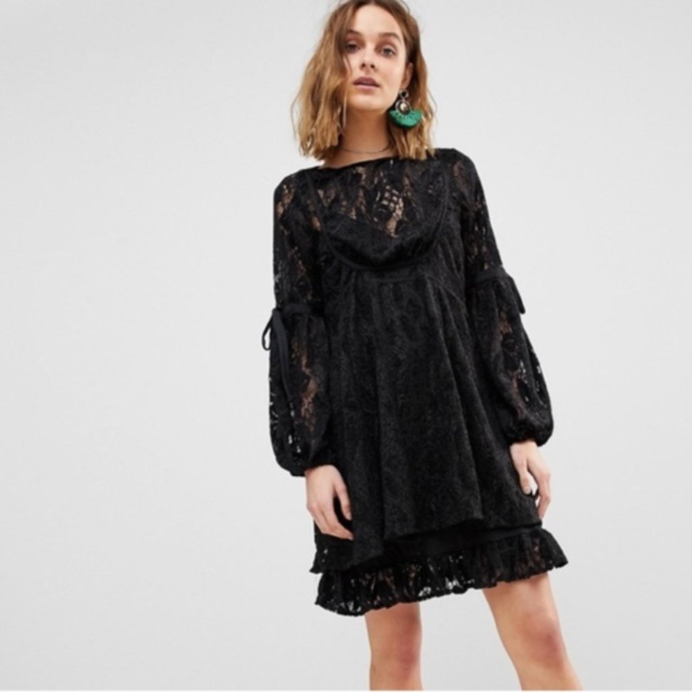 Free People Black Lace Dress